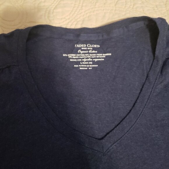 Faded Glory Long Sleeve V-Neck layering tee -  Heather Blue Size LG - Picture 4 of 8